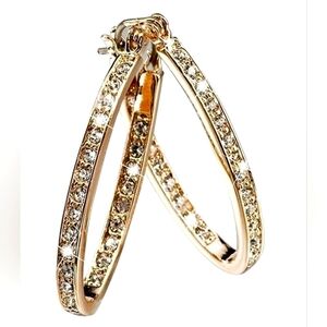 Gorgeous Gold and Rhinestone Hoop Earrings